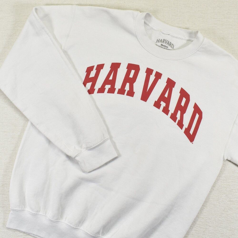 Harvard University Sweatshirt Adult M White Crimson Graphic Crewneck Pullover